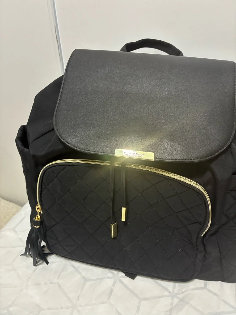 Casirena  cool quilted black diaper bag never been used NWOT